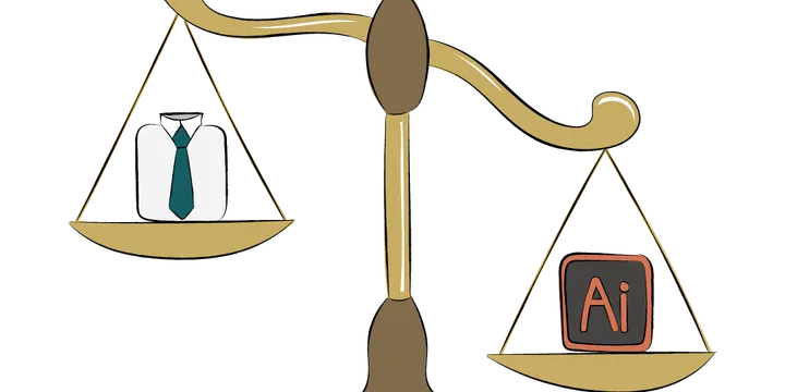 A scale weighing Evan's decision to be an accountant or designer