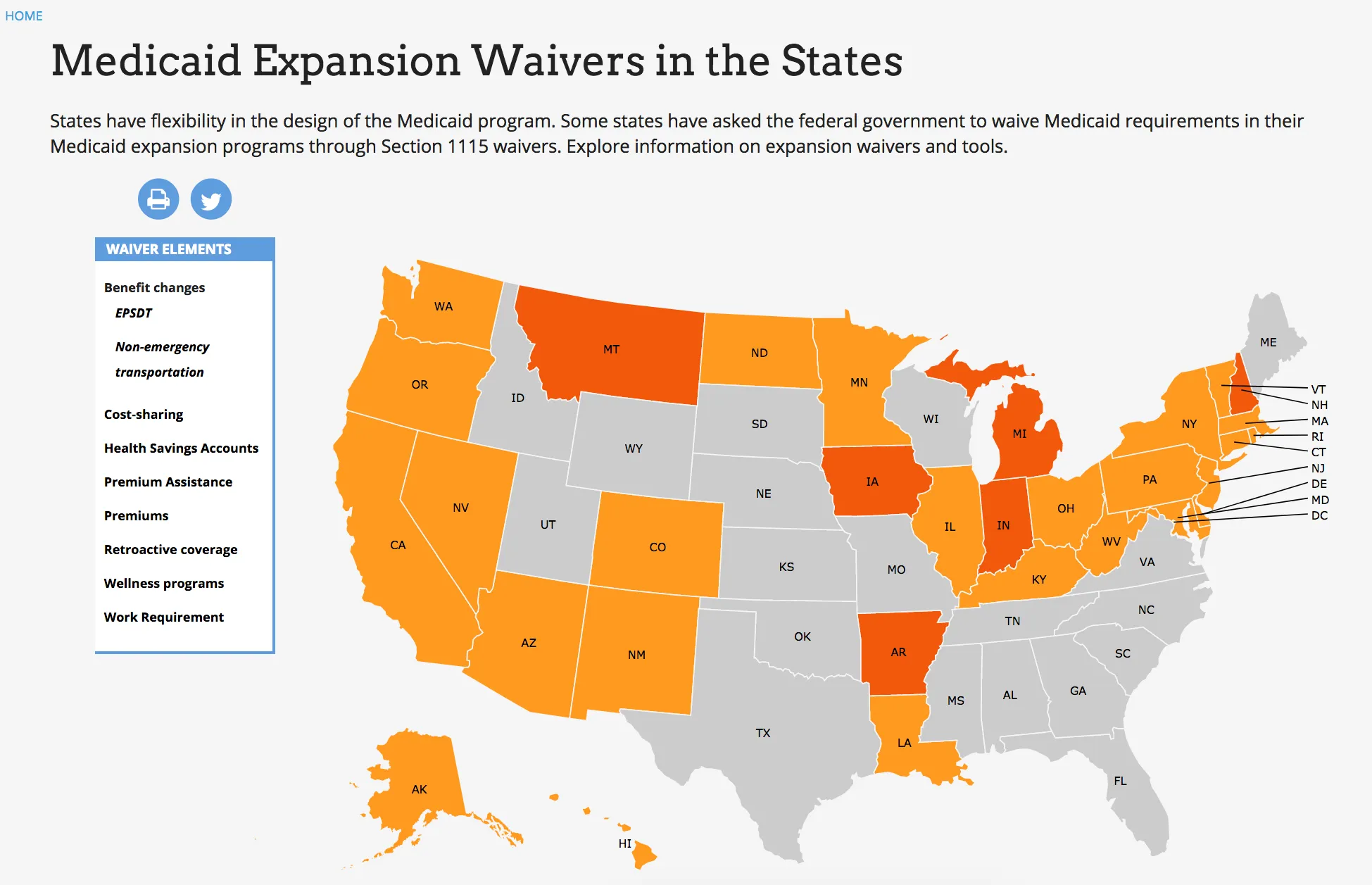 Screenshot of medicare interactive map